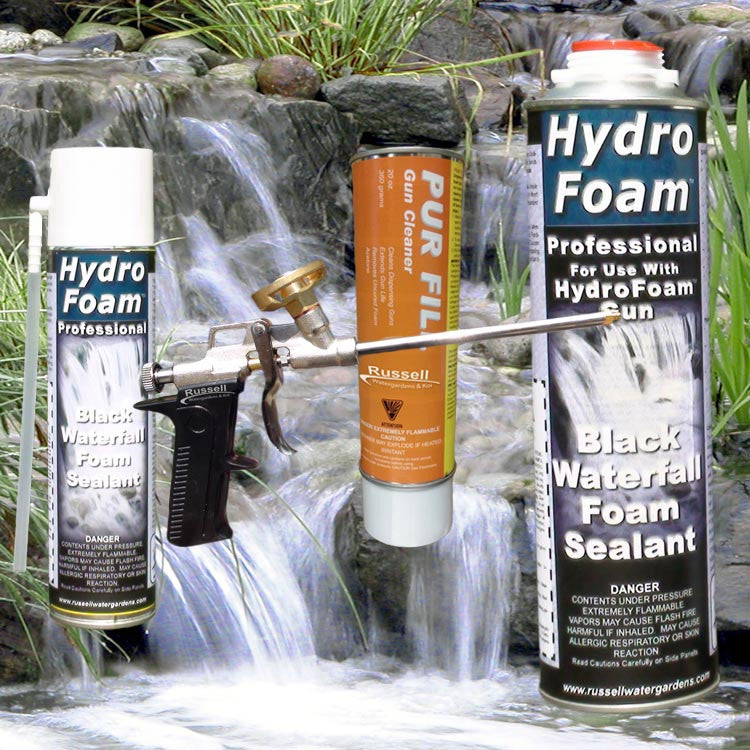 Black waterfall foam, gun, and cleaner