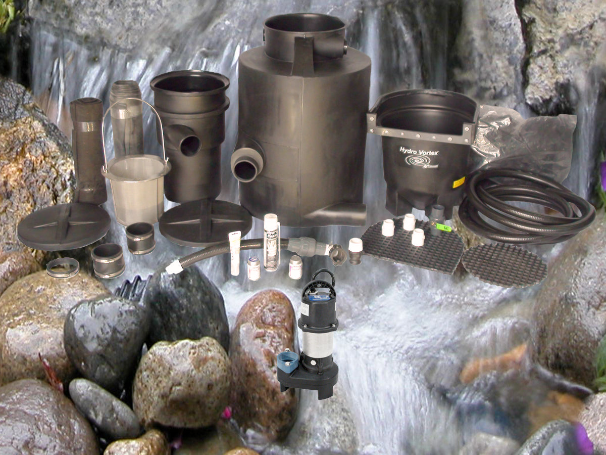 Ahi Series small pondless waterfall kit with submersible pump and manual backwash option