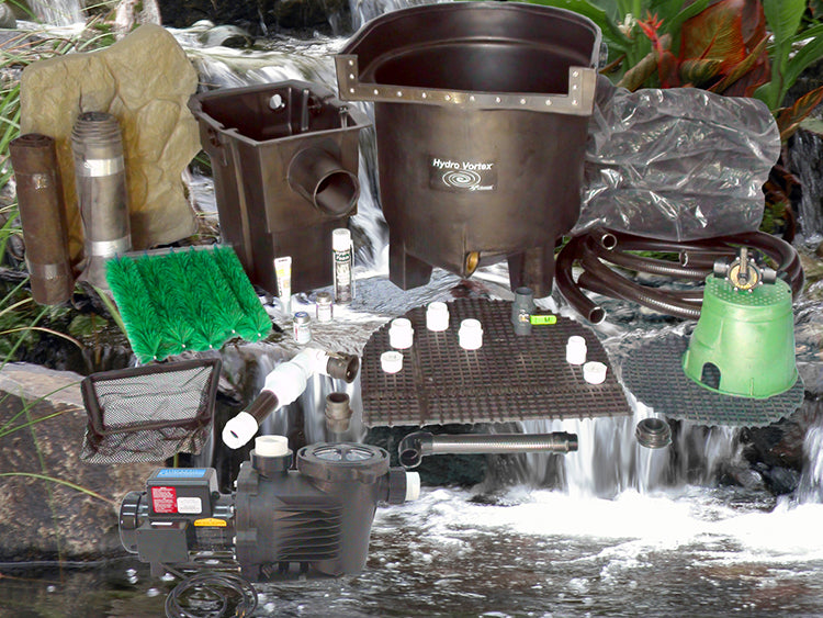 Dolphin Series 16'x16' pond kit and C-6300-2B external pump with HydroFlush backwash system