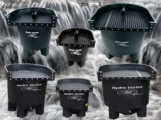 Family of Hydro Vortex waterfall filters - Ahi, Marlin, Dolphin - small, medium, and large waterfall filters with choice of backwash options.