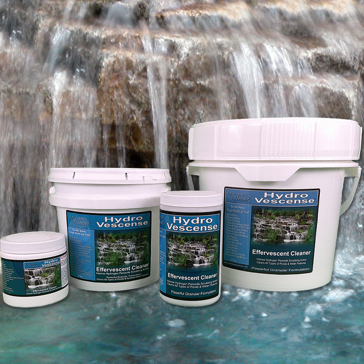 Hydro Vescense™ Pond and Rock Cleaner with a waterfall background