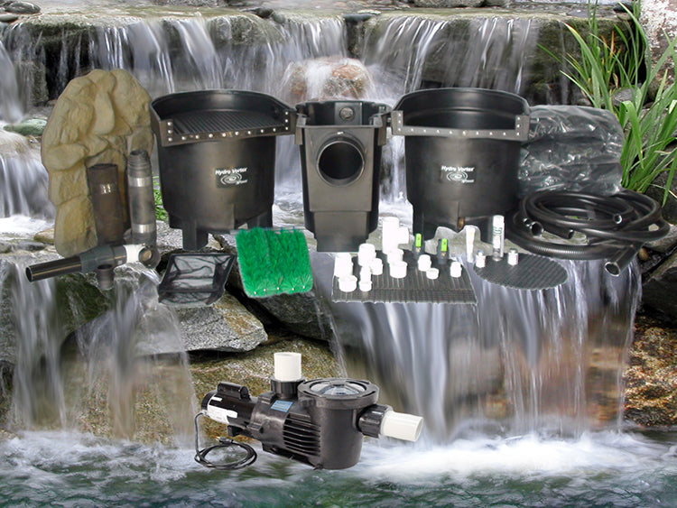 Double Dolphin Series 31'x31' jumbo pond kit and C-10680-3B external pump