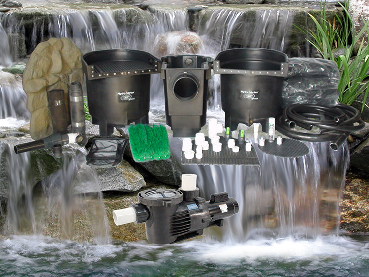 Double Dolphin Series 26'x31' jumbo pond kit and C13080-3B external pump