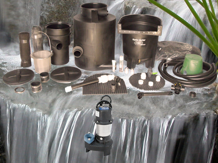 Marlin Series pondless waterfall and pool kit with SH-2700 submersible pump and HydroFlush backwash system