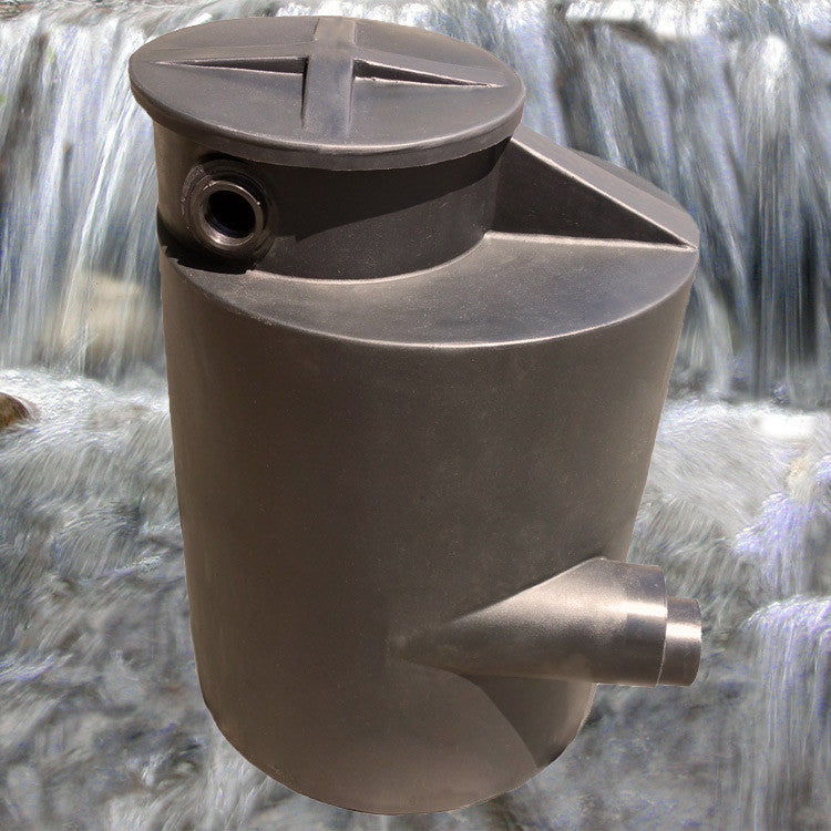 HydroChamber™ All-in-One Pondless Pump Vault and Water Storage Tank with a waterfall backdrop