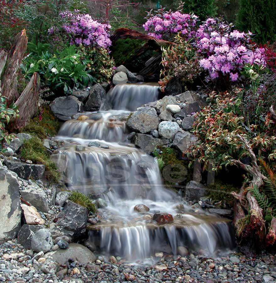 John Russell of Russell Watergardens built this, and now famous Original pondless waterfall in Redmond, WA