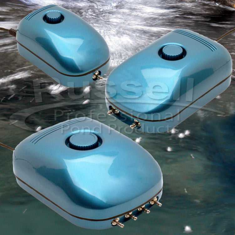 Variable pond air pumps for small ponds, fish holding tanks, and hydroponics
