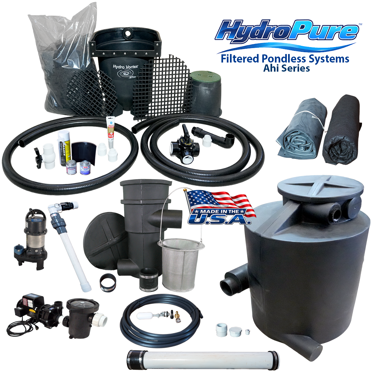 Ahi Series HydroPure™ Filtered Pondless Systems are Made in the U.S.A.