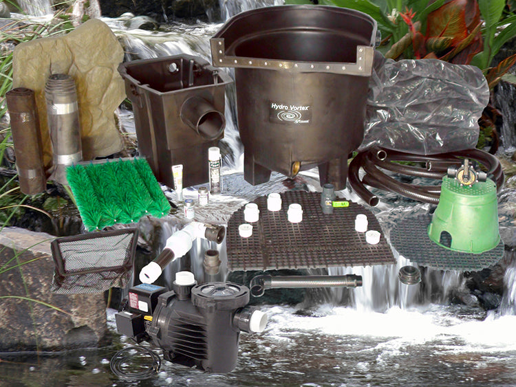 Dolphin Series 16'x16' pond kit and C-5700-2B external pump with HydroFlush backwash system