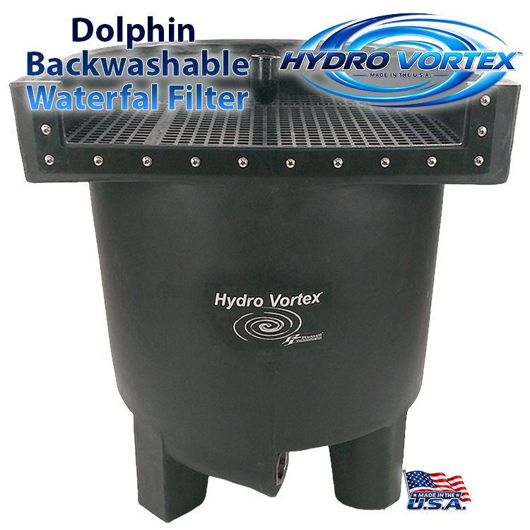Dolphin Hydro Vortex™ 25-inch biological waterfall filter for ponds and pondless waterfalls.