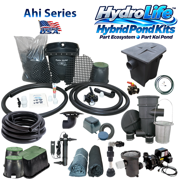 Ahi Series HydroLife™ Hybrid Pond Kit combines the beauty of a water garden pond with the koi health benefits of a koi pond.