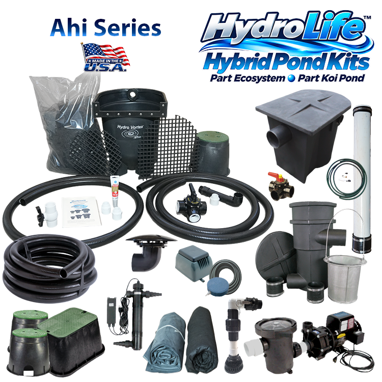 Ahi Series HydroLife™ Hybrid Pond Kit combines the beauty of a water garden pond with the koi health benefits of a koi pond.