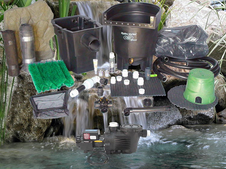 Marlin Series 11'x11' pond kit and C-4620-2B external pump with HydroFlush backwash system