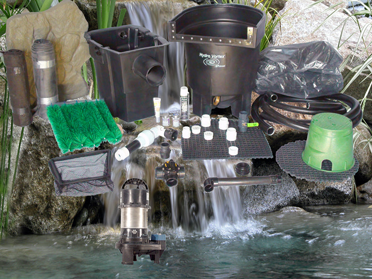 Marlin Series 11'x11' pond kit and SH-5100 submersible pump with HydroFlush backwash system