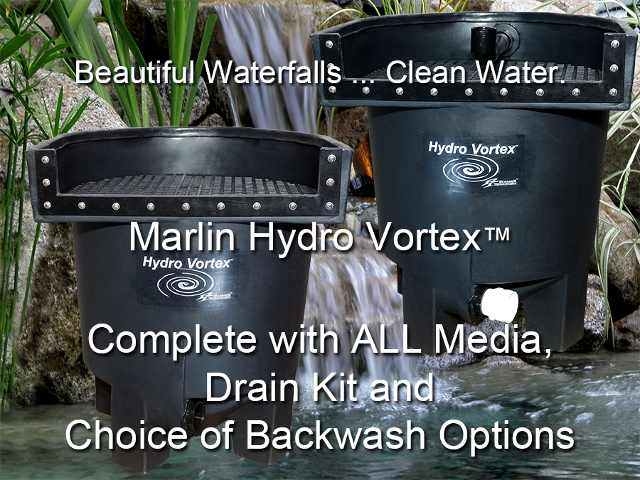 Marlin Hydro Vortex filters create clean water and beautiful waterfalls