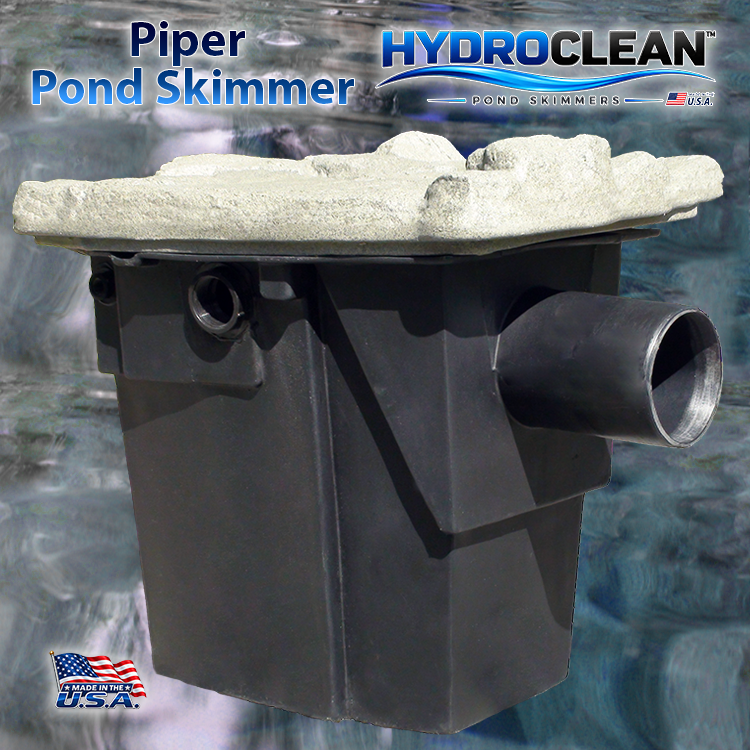 HydroClean™ Piper Medium Fish-Safe Pond Skimmer over clean blue water.