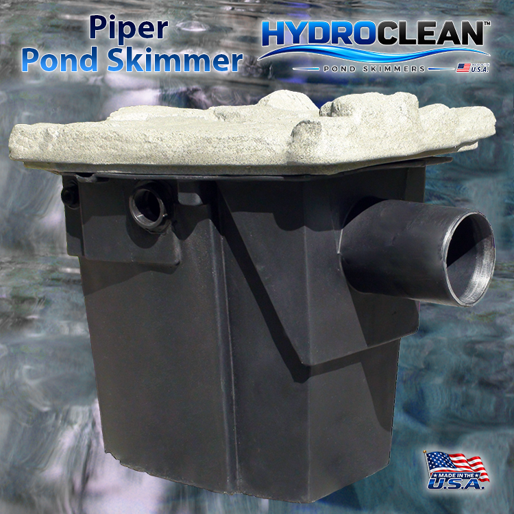 HydroClean™ Piper Medium Fish-Safe Pond Skimmer over clean blue water.