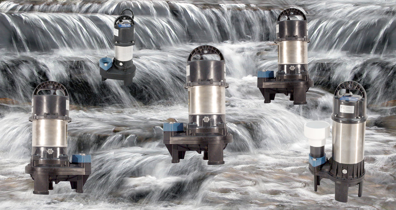 Stainless steel submersible pumps for pond and pondless waterfalls over cascading waterfalls
