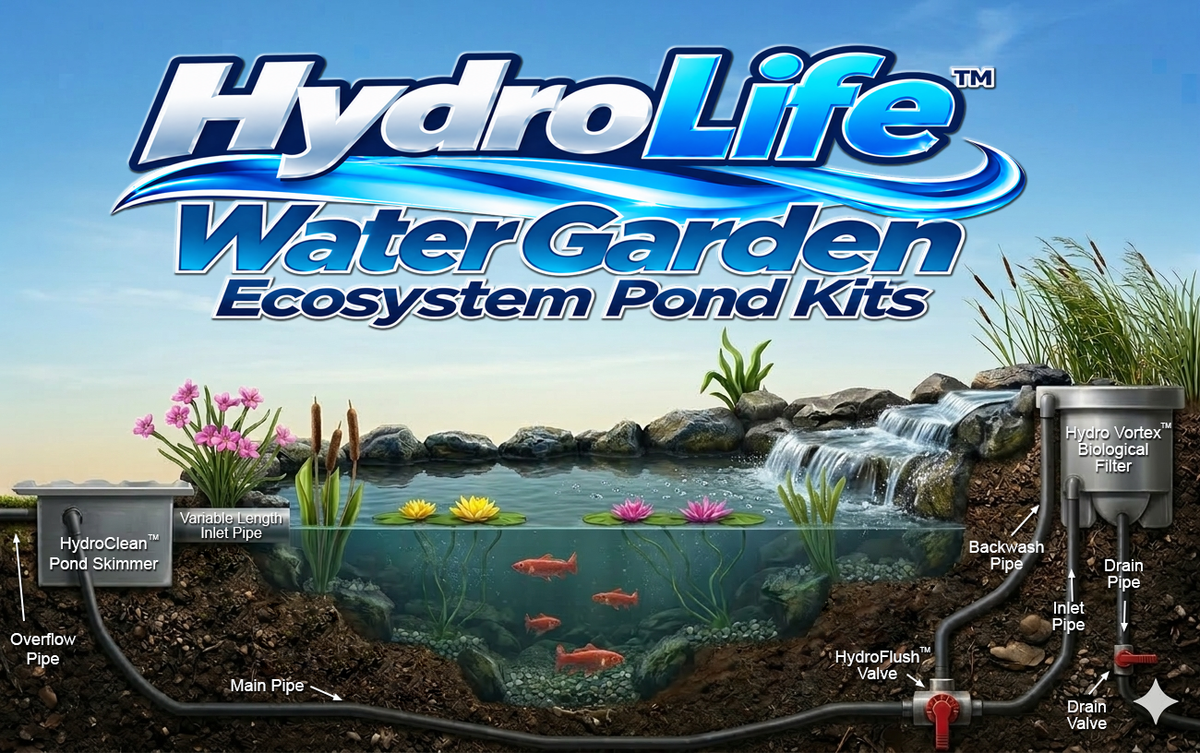 HydroLife™ water garden pond kit diagram.