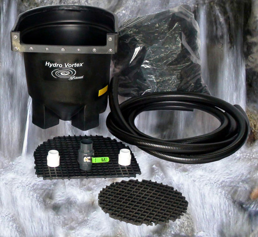 Ahi Hydro Vortex™ easy to clean small waterfall filter with manual backwash.