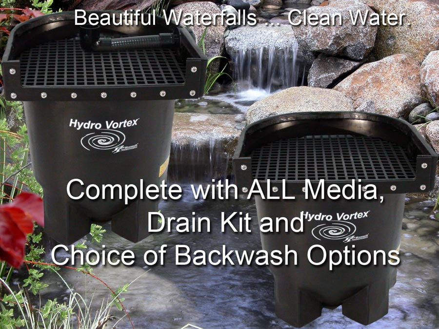 Ahi Hydro Vortex™ easy to clean small waterfall filters with your choice of backwash options.